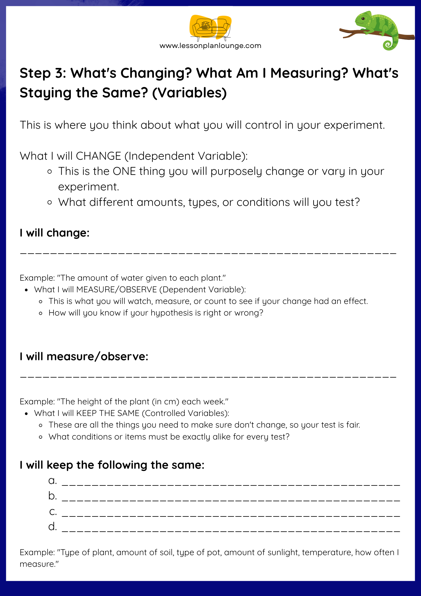 FREE Worksheet - My Scientific Investigation Plan (Habitat) - Education - Biological Sciences (Year 4 - Year 8)