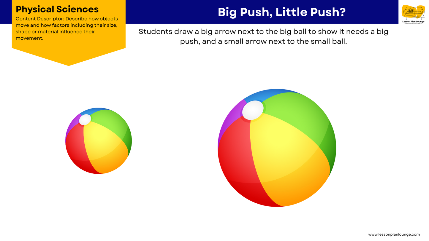 FREE Worksheets - Physical Sciences - How Objects Move and how Size and Shape impacts this - Education - Kindergarten