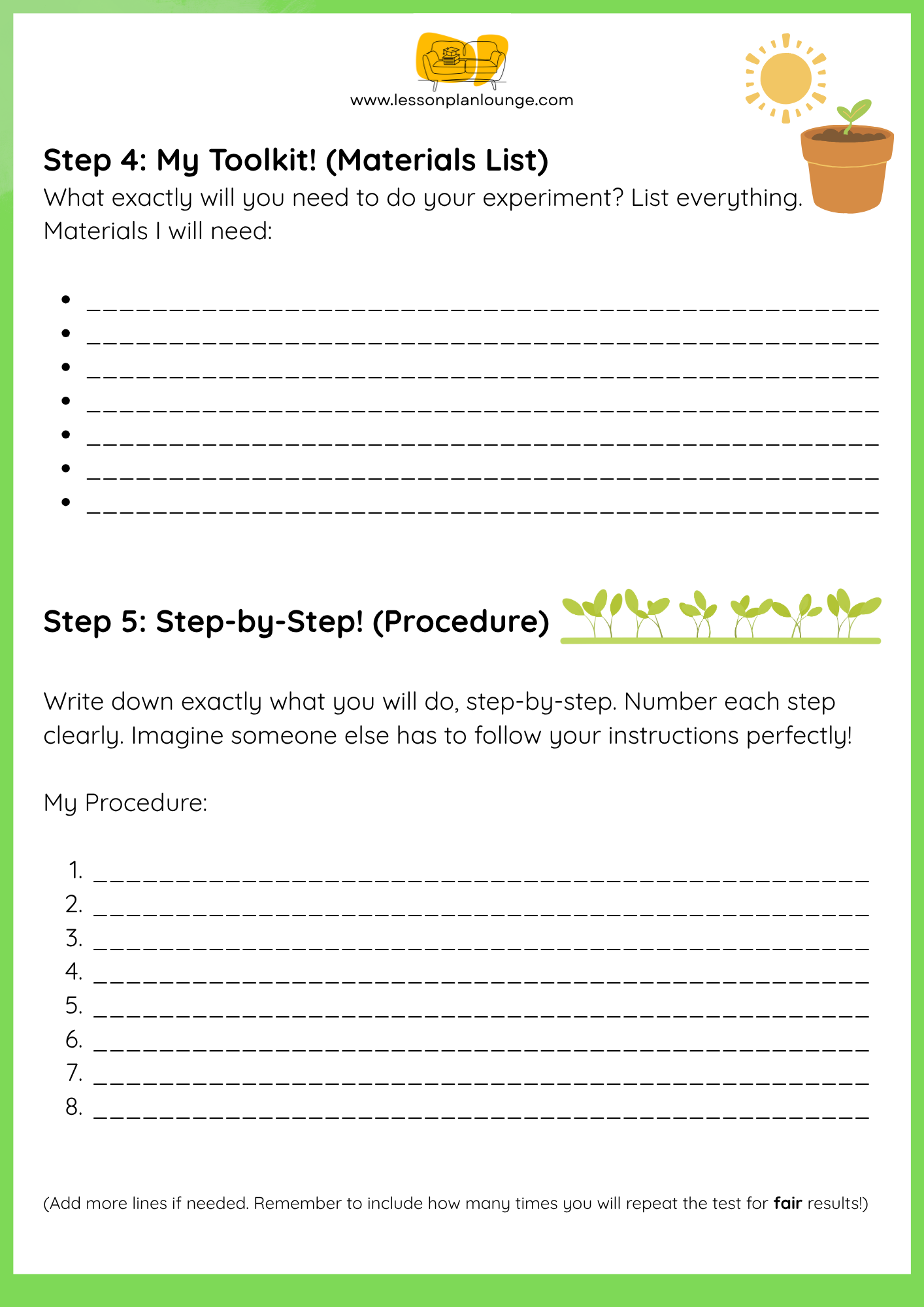 FREE Worksheet - My Scientific Investigation Plan (Plant growth) - Education - Biological Sciences (Year 4 - Year 8)