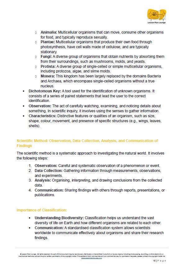 Science - Biological Sciences: 10 Lesson Plans + 1 Summative Assessment + FREE Student WORKBOOK (Year 7)