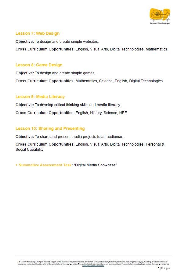 Media Arts - The Arts: 10 Lesson Plans + 1 Summative Assessment Task (Year 4)