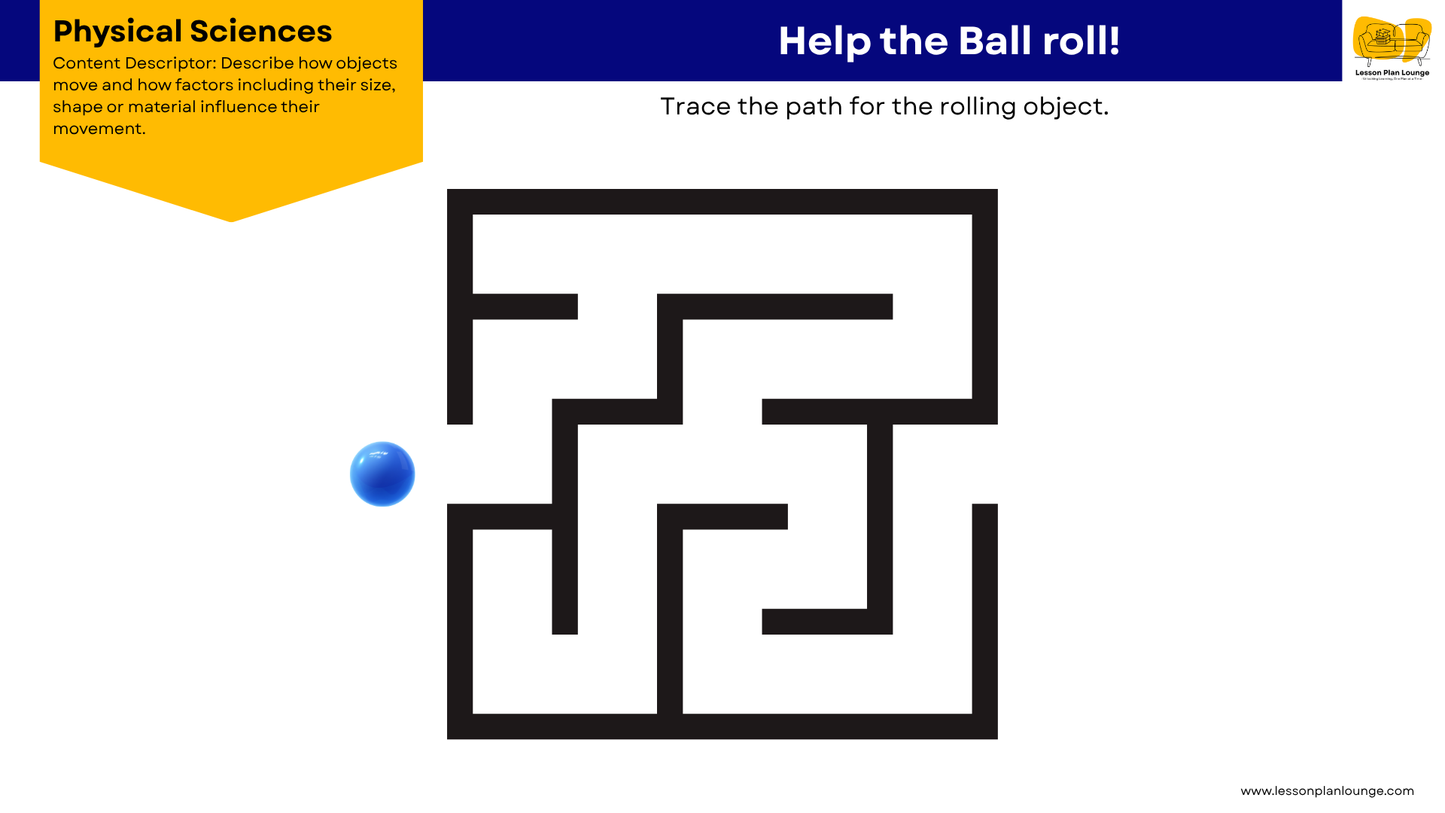 FREE Worksheets - Physical Sciences - How Objects Move and how Size and Shape impacts this - Education - Kindergarten