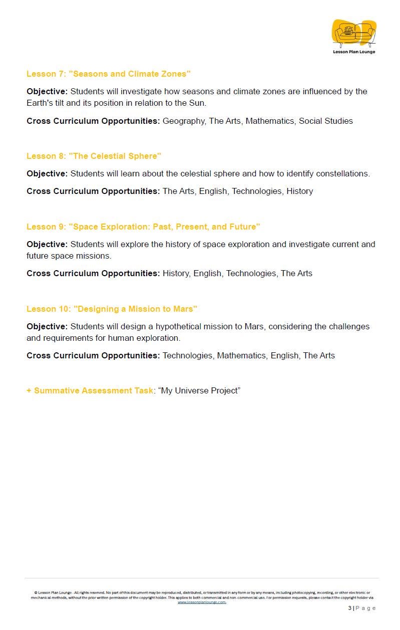 Science - Earth and Space Sciences: 10 Lesson Plans + 1 Summative Assessment Task + FREE Student WORKBOOK (Year 7)