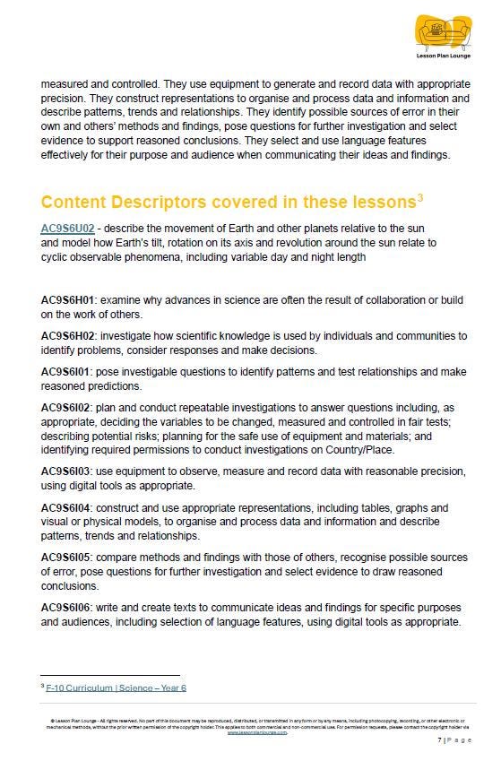 Science - Earth & Space Sciences: 10 Lesson Plans, covering up to 20 lessons + 1 Summative Assessment and FREE Student Workbook (Year 6)