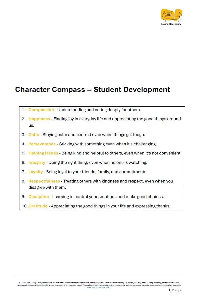 Character Compass - Student Development: 10 Lesson Plans + 200 Activities (Primary Education)