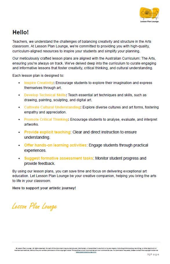 Music - The Arts: 10 Lesson Plans (covering 20-30 lessons) + 1 Summative Assessment (Year 5)
