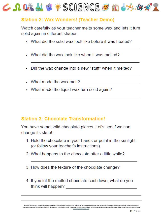 Science - Chemical Sciences: 10 Lesson Plans, covering up to 20 lessons + 1 Summative Assessment and FREE Student Workbook (Year 6)