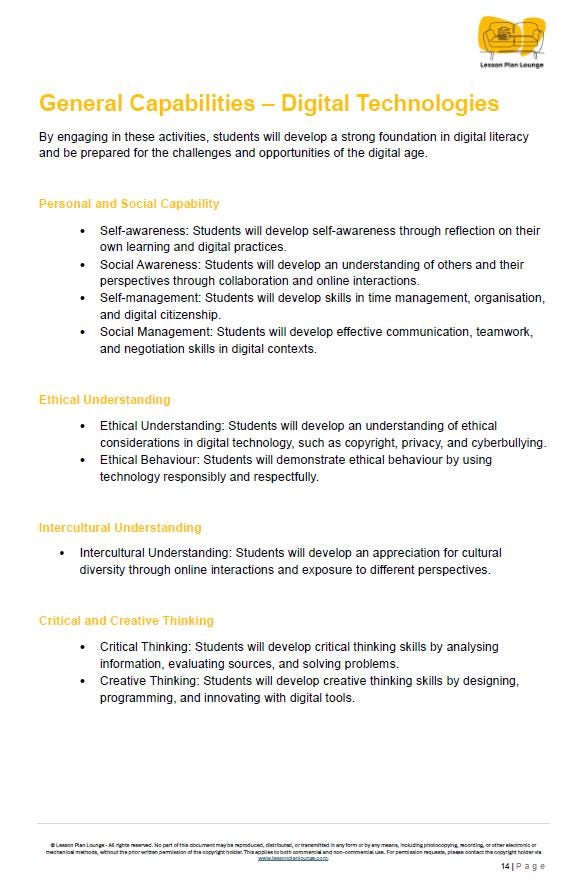 Digital Technologies (AC9TDI4K01- AC9TDI4P09): 24 Lesson Plans (covering multiple lessons) with 75+ Hands-On Learning Tasks (Year 4)