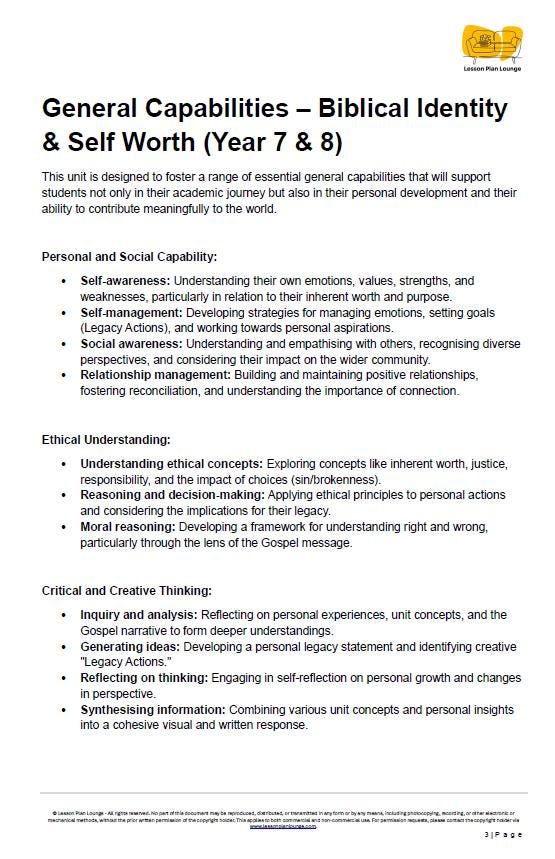 Studies of Religion - Identity & Self-Worth: 10 Lesson Plans + Summative Assessment Task + FREE Student WORKBOOK (Year 7 to 12)