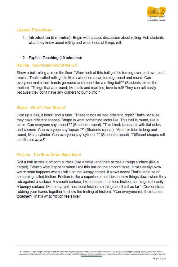 Physical Science: 10 Lesson Plans + Summative Assessment and FREE Student WORKSHEETS (Kindergarten)