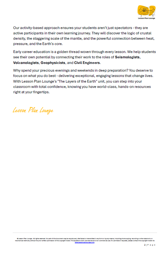 Earth & Space Sciences - The Layers of the Earth, Crust Mantle and Core - Year/ Grade 4-7