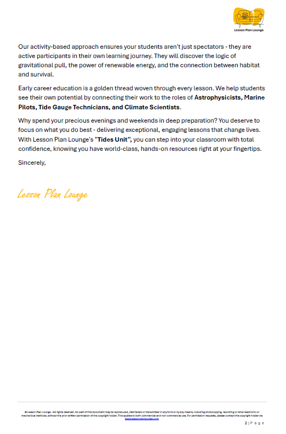 Earth and Space Sciences - Tides The Relationship between the Moon and the Sea - Year/ Grade 5-8