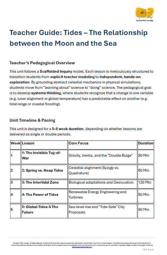Earth and Space Sciences - Tides The Relationship between the Moon and the Sea - Year/ Grade 5-8