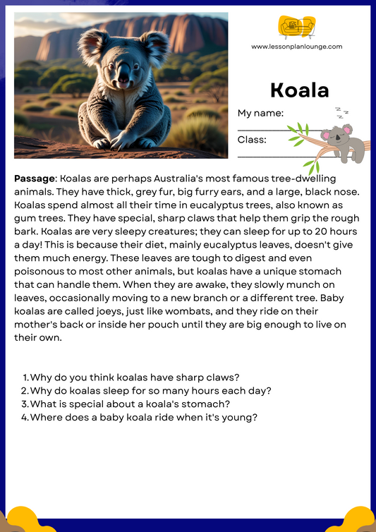 FREE Download - English - Reading - Passages – Koala