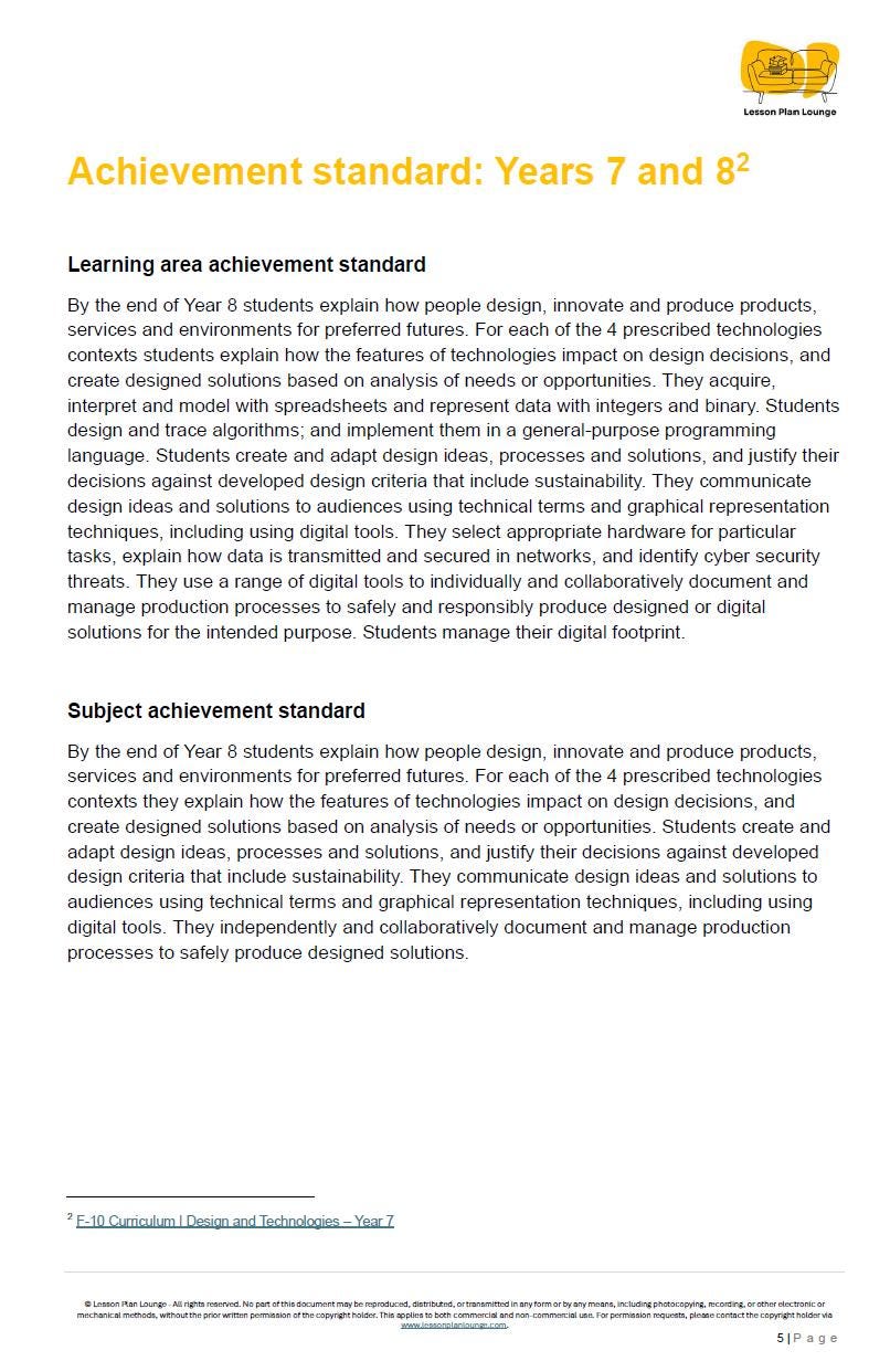 Educational document detailing achievement standards for Years 7 and 8, featuring a logo at the top.