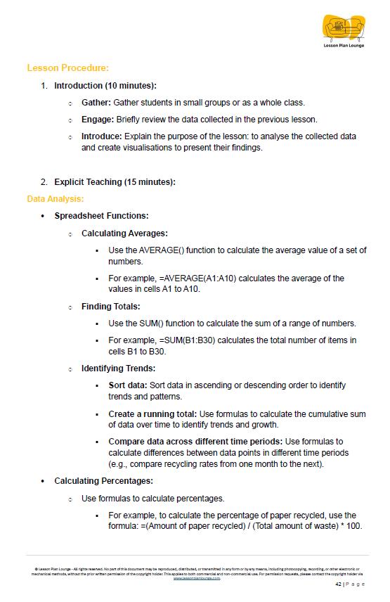 Lesson Plan Lounge - Digital Technologies - School recycling Tracker - Year 7 to 8
