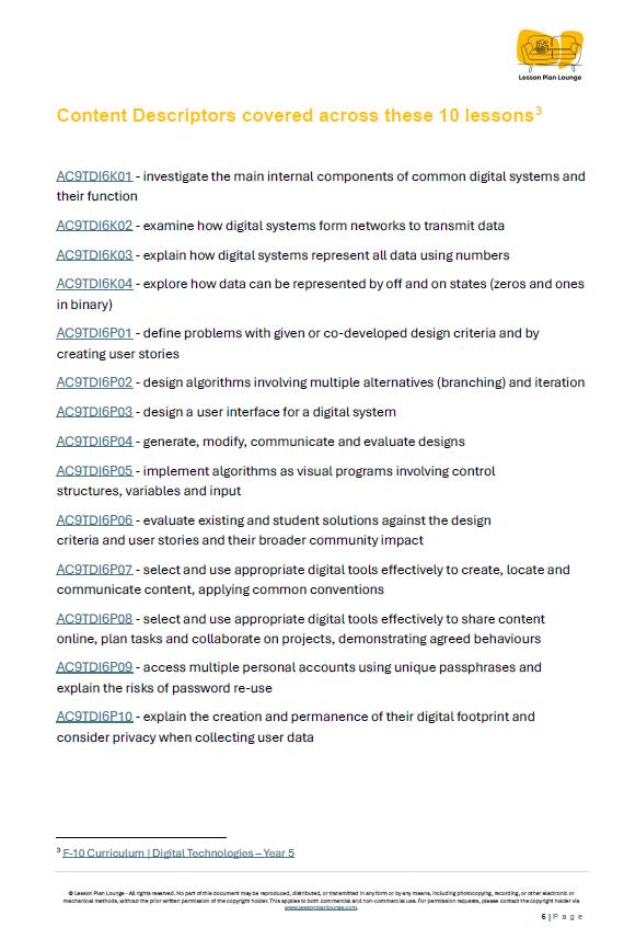 Document listing content descriptors for digital systems and design topics