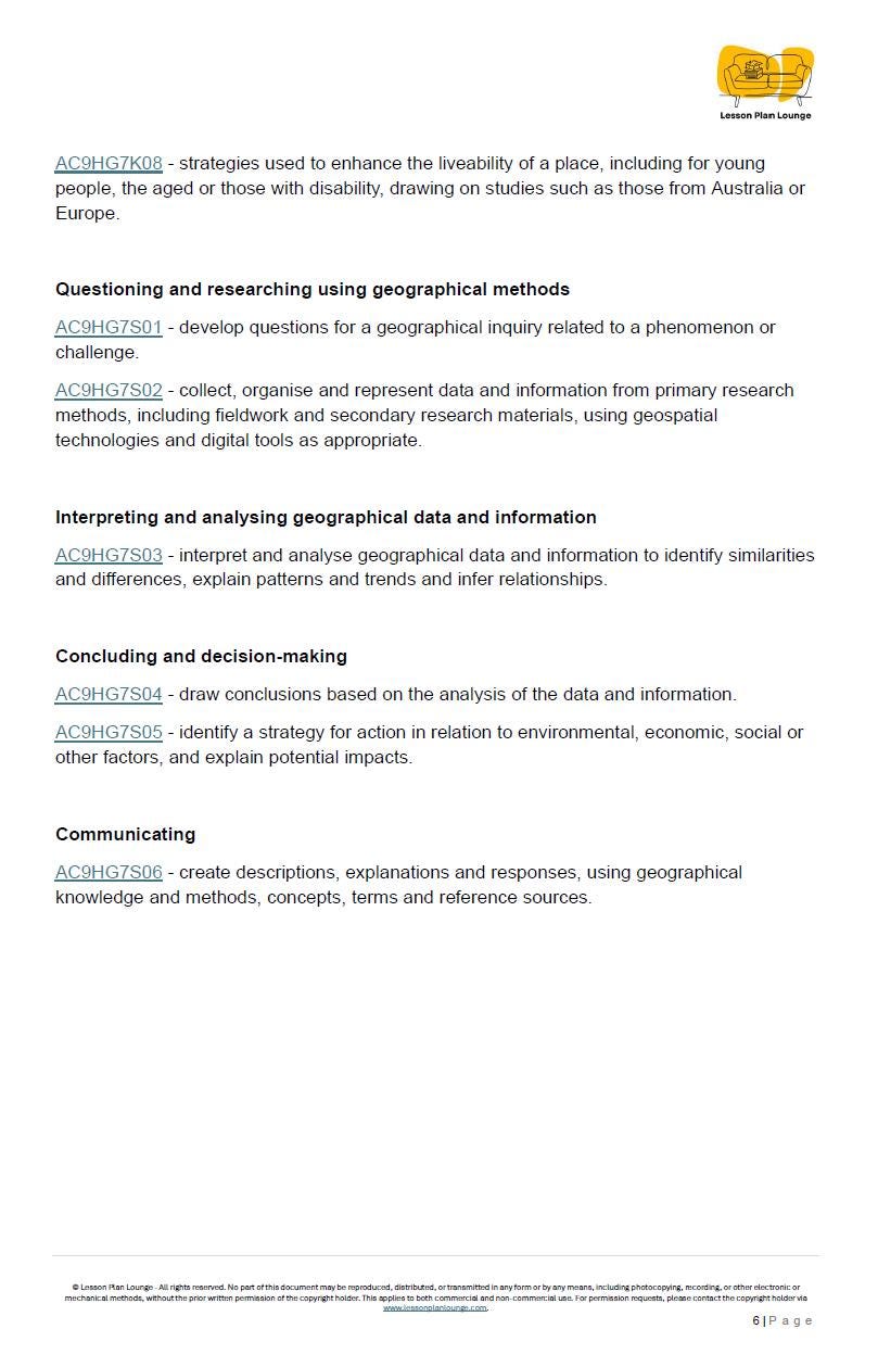 Educational document on geographical inquiry and research methods with a visible logo at the top.