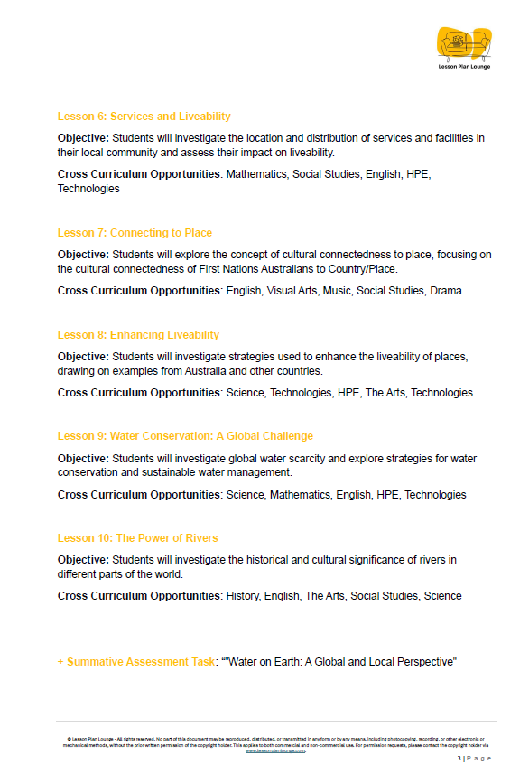 Educational document outlining curriculum objectives and cross-curricular opportunities for various subjects.