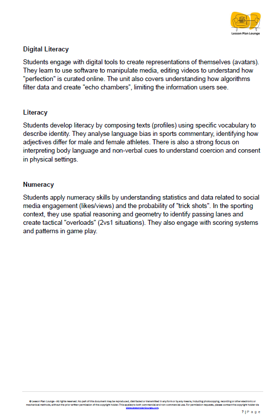 Text document on digital literacy, literacy, and numeracy with a white background.