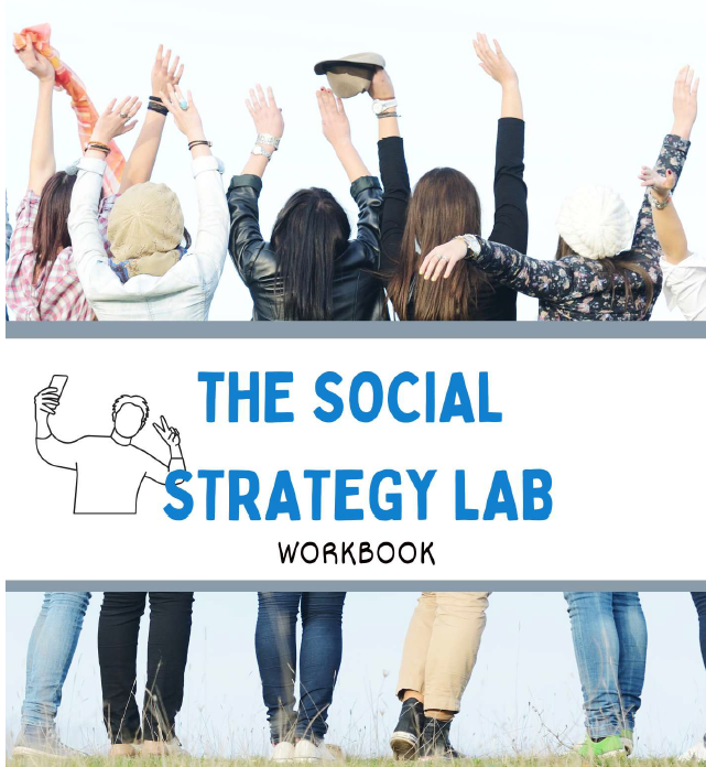 Cover of 'The Social Strategy Lab Workbook' with people raising hands and a person taking a selfie.