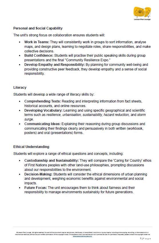 Educational document detailing personal, social, and ethical capabilities with a visible logo at the top.