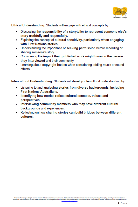 Educational document on ethical and intercultural understanding with a visible logo at the top.