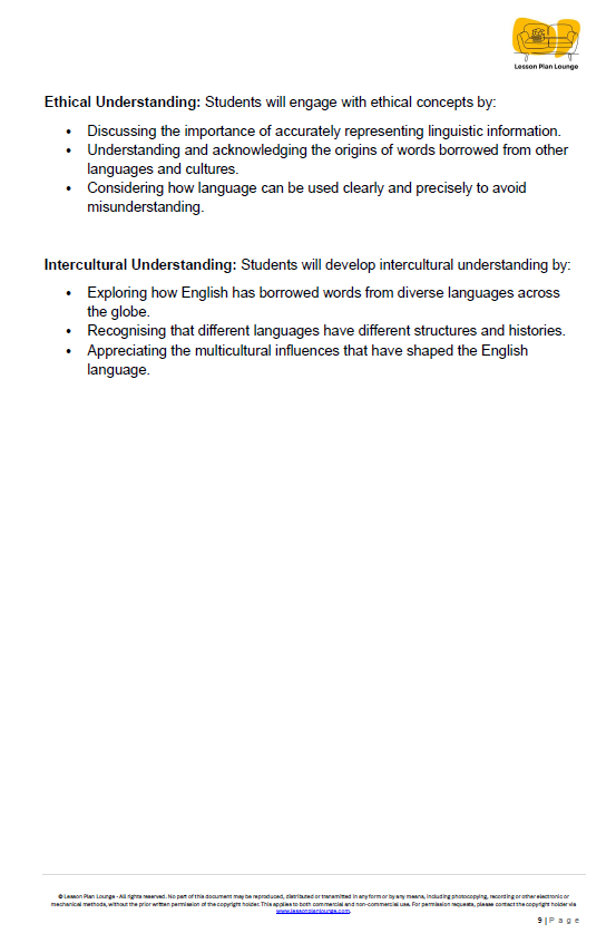 Educational document on ethical and intercultural understanding with a visible logo at the top right corner.