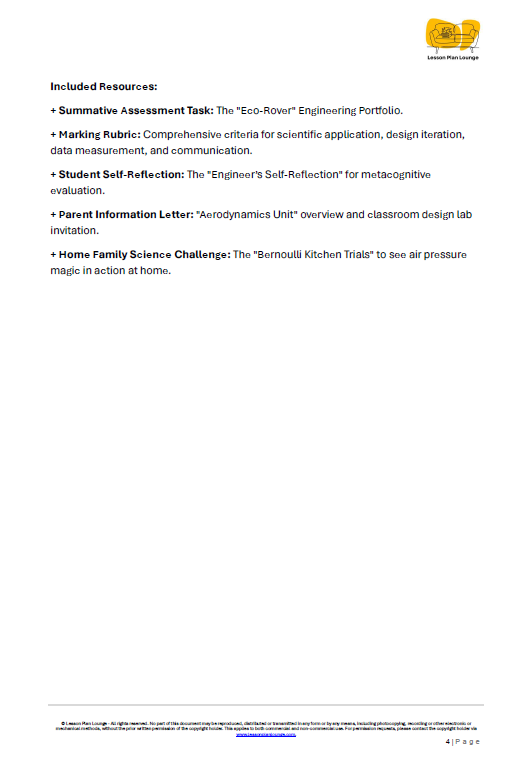 Lesson Plan Lounge - Lesson Plans Engineering and Digital Technologies – Aerodynamics Designing Fast Cars and Planes – Year/ Grade 5-8
