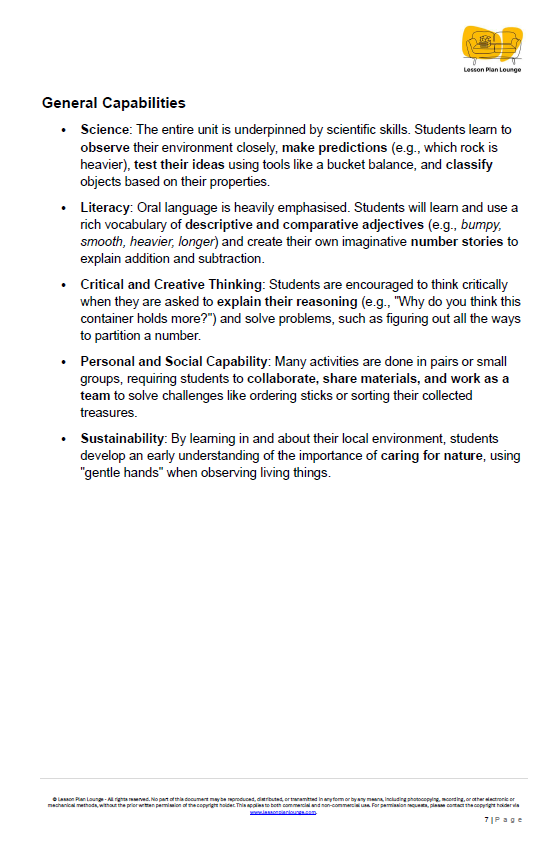 Lesson Plan Lounge - Lesson Plans Mathematics – Number, Algebra, Measurement, Space, Statistics - Foundation Year/ Prep Year/ Kindergarten