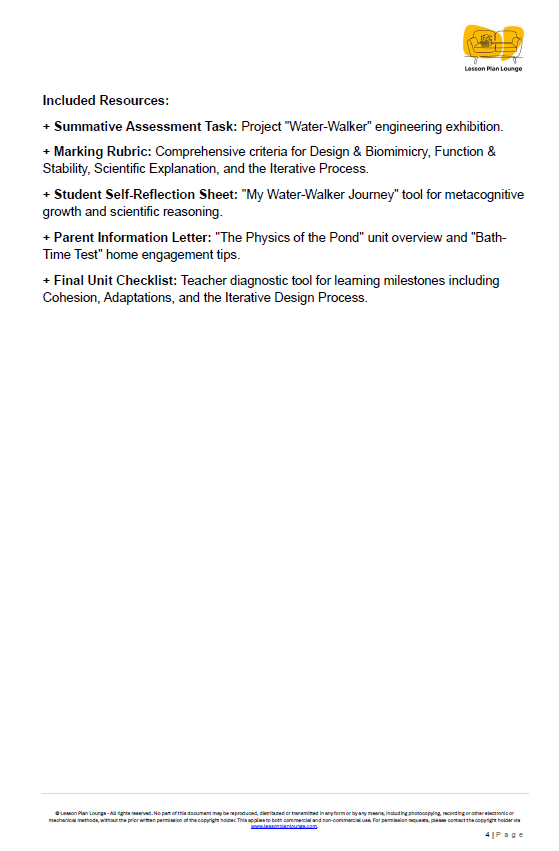 Lesson Plan Lounge - Lesson Plans Physics and Chemistry – Physics and Chemistry Science Lessons – Year/ Grade 3-6Lesson Plan Lounge - Lesson Plans Physics and Chemistry – Surface Tension How Bugs Walk on Water – Year/ Grade 3-6