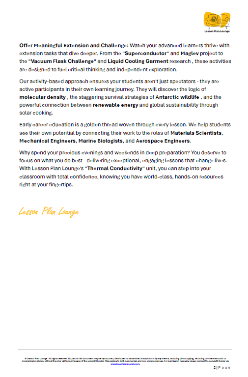 Lesson Plan Lounge - Lesson Plans Physics and Chemistry – Thermal Conductivity Insulators vs Conductors – Year/ Grade 3-6