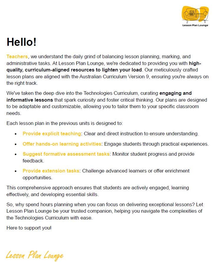 Lesson Plan Lounge - Lesson Plans Technologies Curriculum – Digital Technologies and Design Technologies– Foundation Year/ Kindergarten/ Prep Year