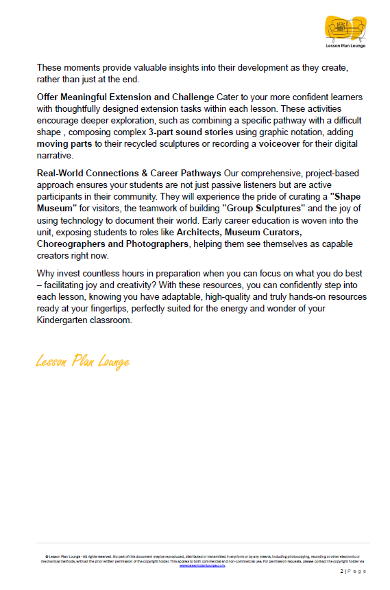 Lesson Plan Lounge - Lesson Plans The Arts Curriculum – Music, Drama, Visual Arts, Dance and Media Arts – Foundation Year/ Kindergarten/ Prep Year