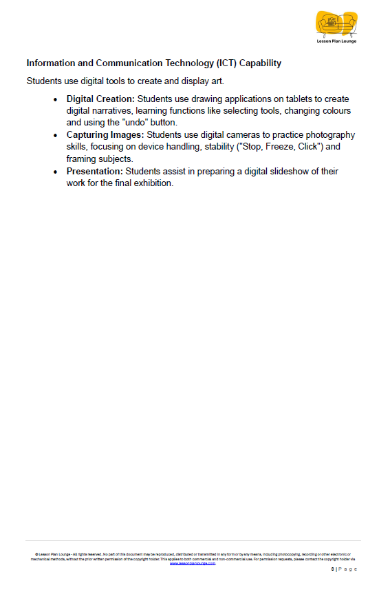 Lesson Plan Lounge - Lesson Plans The Arts Curriculum – Music, Drama, Visual Arts, Dance and Media Arts – Foundation Year/ Kindergarten/ Prep Year