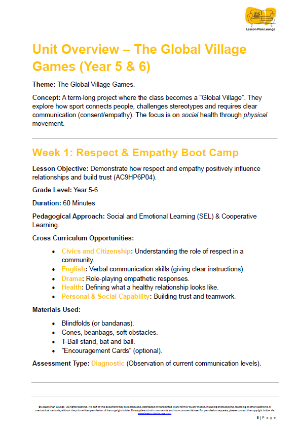 The Global Village Games": A gamified Year 5-6 HPE unit that 'hacks' the Australian Curriculum V9.0 to turn every student into an inclusive, empathetic 'Villager'