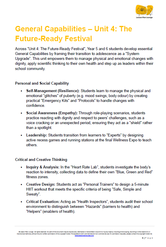 The Future-Ready Festival: A high-octane, 9-week Year 5/6 HPE unit that gamifies puberty and fitness into a "Future-Ready" system upgrade.