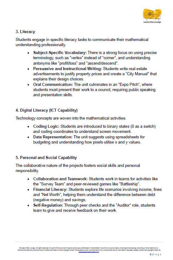 Educational document detailing literacy and digital literacy tasks for students.