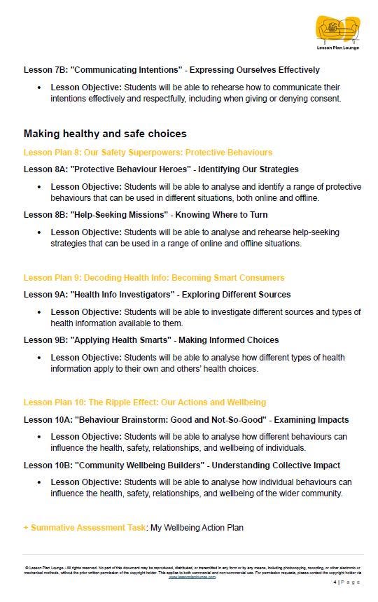 Educational lesson plan on communicating intentions and healthy behaviors