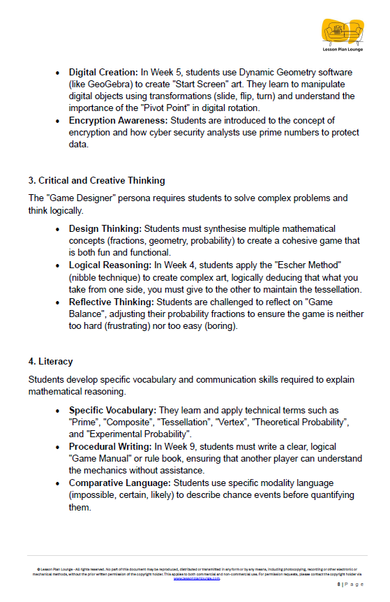 Educational document detailing a curriculum with text and a logo at the top right corner.