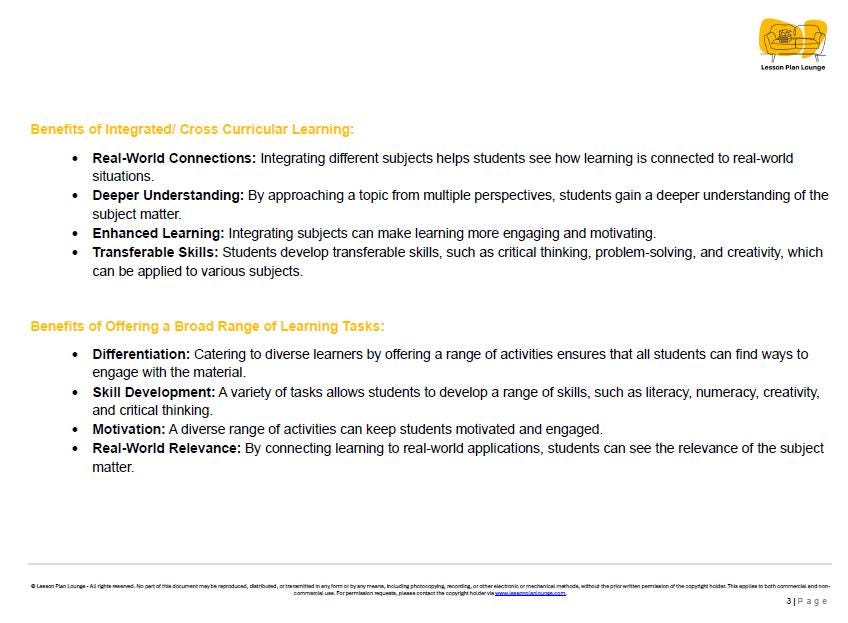 Lesson Plans Science – Biological, Physical and Chemical Sciences - Foundation Year/ Prep Year/ Kindergarten