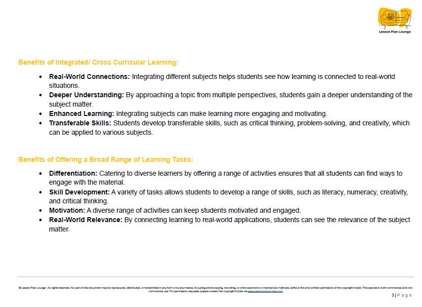 Lesson Plans Science – Biological, Physical and Chemical Sciences - Foundation Year/ Prep Year/ Kindergarten
