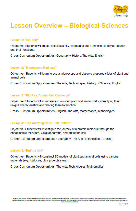 Science - Biological Sciences: 10 Lesson Plans + 1 Summative Assessment Task + FREE Student WORKBOOK (Year 8)