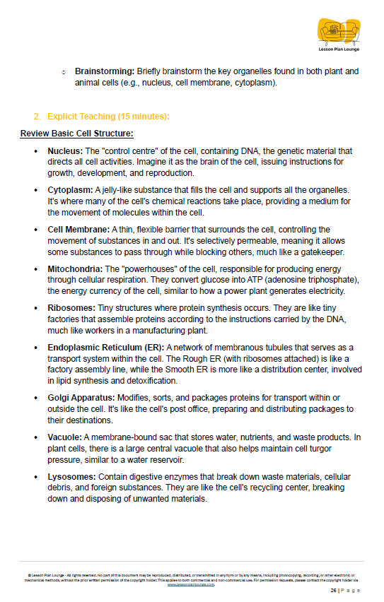 Science - Biological Sciences: 10 Lesson Plans + 1 Summative Assessment Task + FREE Student WORKBOOK (Year 8)