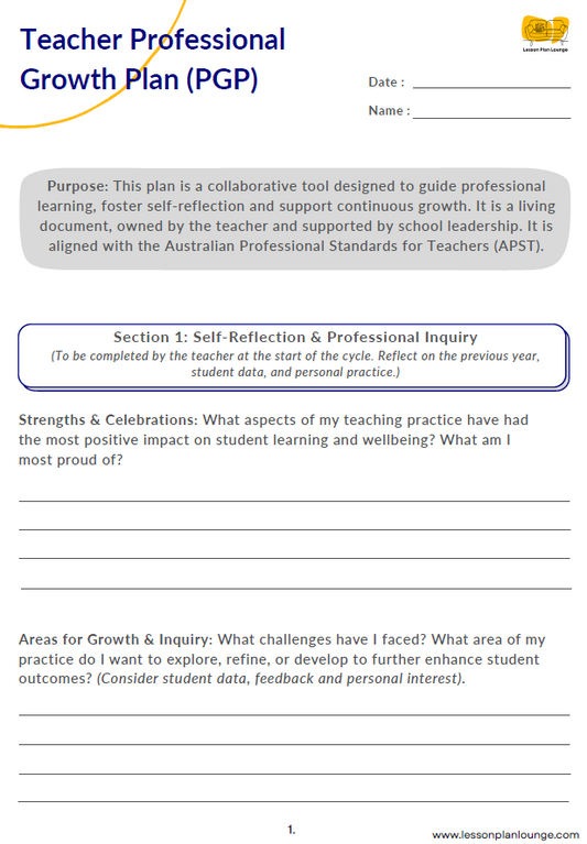 FREE Download - Teacher Professional Growth Plan (PGP) | APST Aligned Template for Australian Teachers