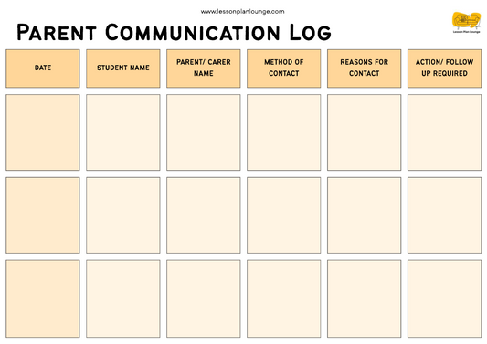 FREE Download - Parent Communication Log | Essential Teacher Planner Printable