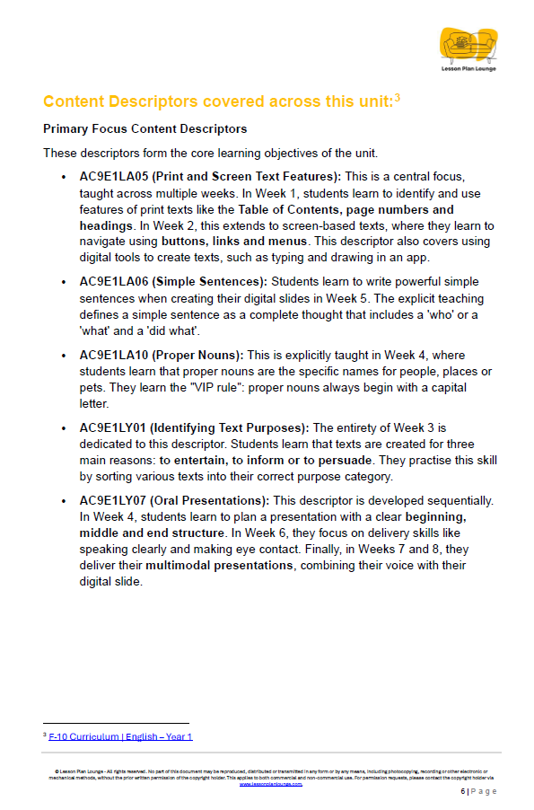 English - Unit 4: Digital Detectives and Text Testers - LESSON PLANS - Year 1