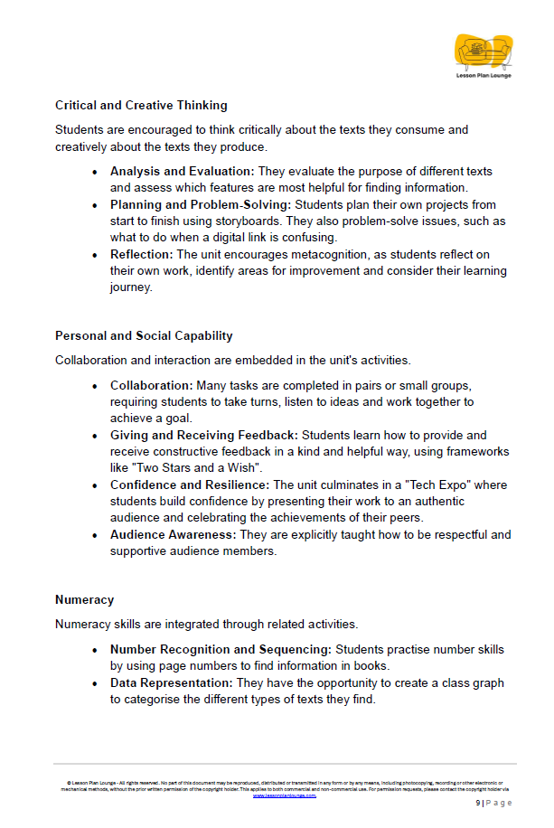 English - Unit 4: Digital Detectives and Text Testers - LESSON PLANS - Year 1