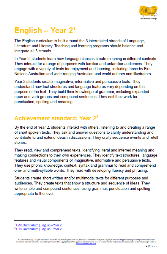 English - Unit 2: Our Amazing Worlds (Informative Texts) - LESSON PLANS - Year 2
