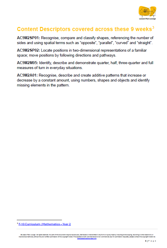 Mathematics - Unit 4: Market Day Maths - LESSON PLANS - Year 2
